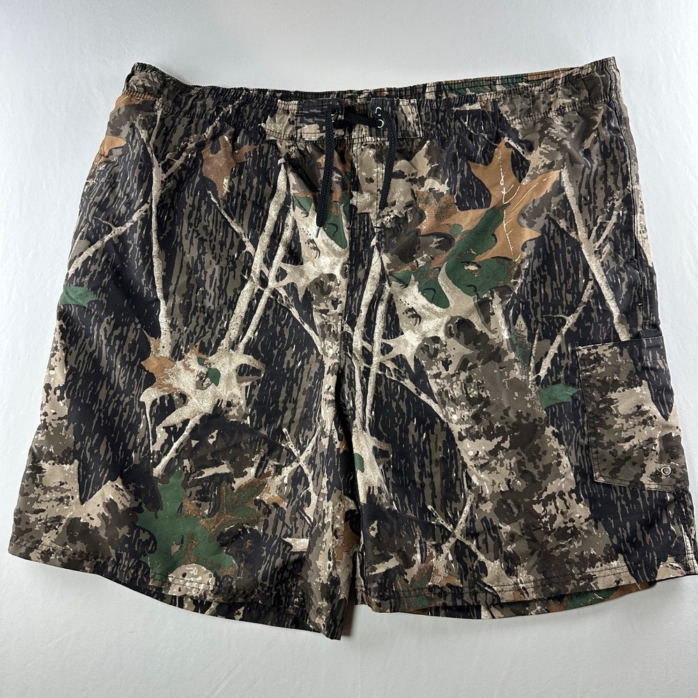C&B Swim Trunks XL Brown Camo Real‎ Tree Cargo Mesh Lined Board Shorts Gorpcore